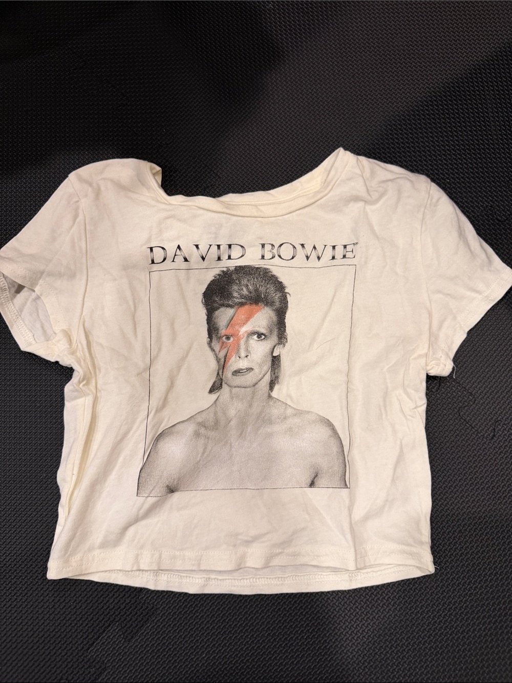 David Bowie Graphic Crop Tee - White with Red Accent
